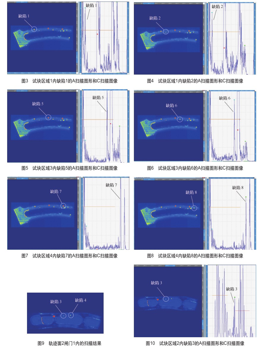 每個缺陷對應(yīng)的A掃描圖形和C掃描圖像結(jié)果